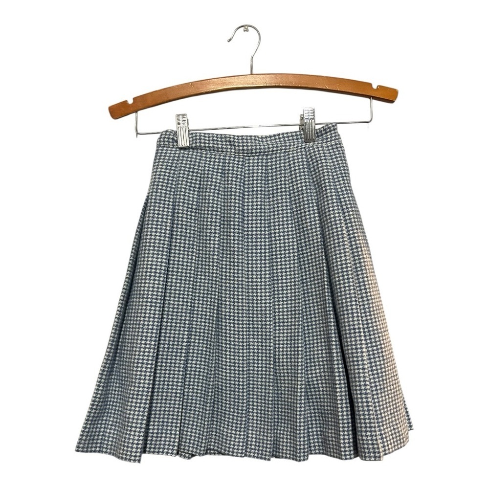Mauve Girl's Houndstooth Pleated Skirt Size 7 Adjustable Waist Knee Length